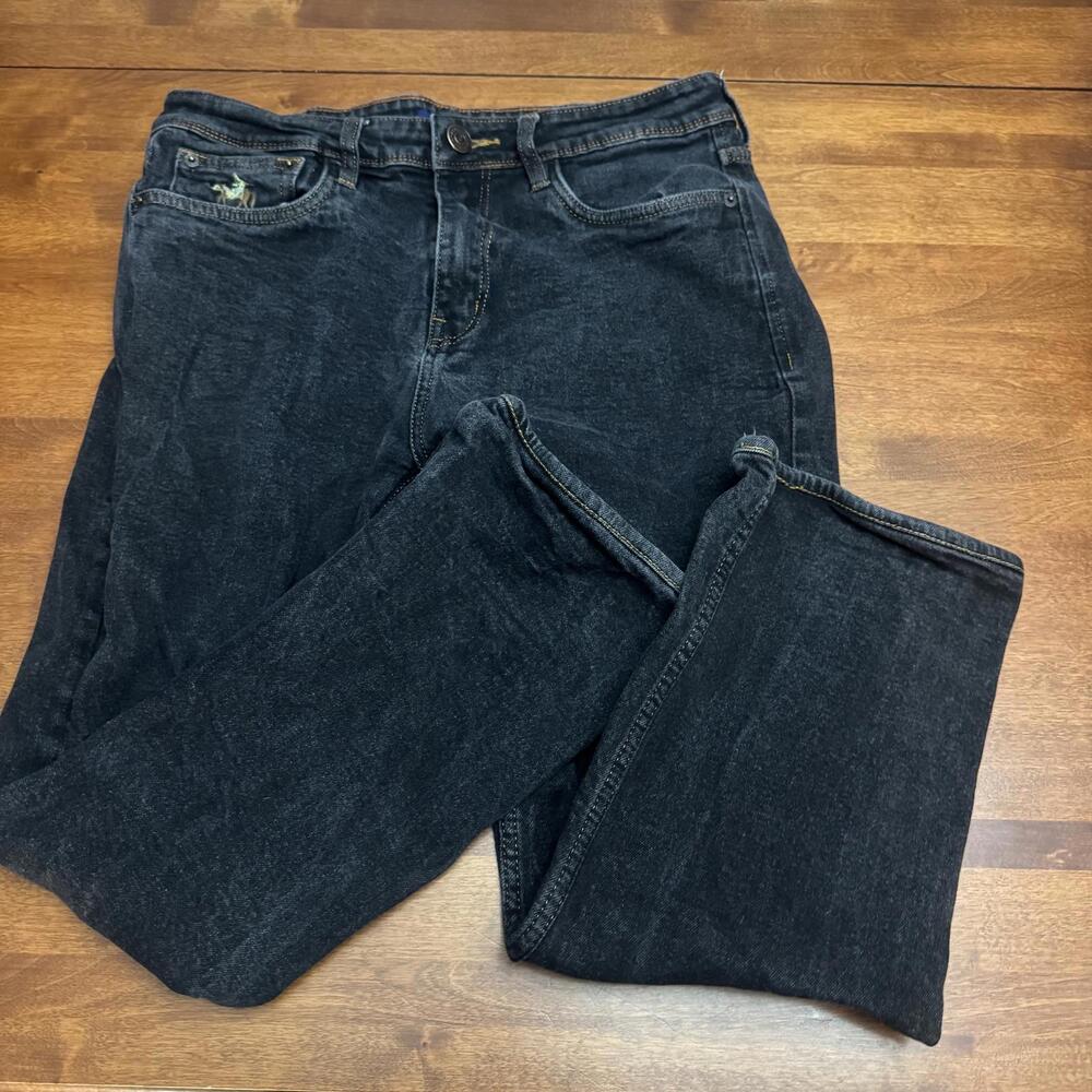Polo Ralph Lauren Spencer Jeans 34x29 Black Denim Pony Logo Pocket Hemmed